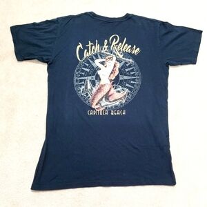CAPITOLA BEACH Unisex T-shirt Catch And Release Mermaid 100% Cotton Size Large